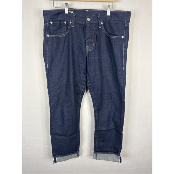 GAP 1969 Selvedge Jeans Mens 31x30 Original Fit Rinsed Selvage Dark Denim - Picture 2 of 9